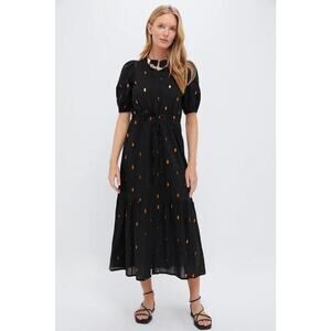 LOVE TOMAS BY EMERSON FRY Gold Leaf Lurex Black Lucy Dress Size XS NWT